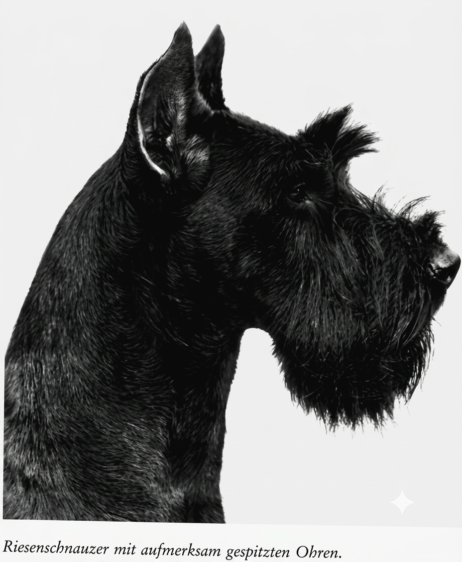 Riesenschnauzer mit aufmerksam gespitzten Ohren
